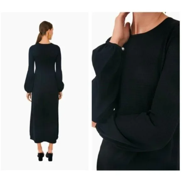 Pomander Place | NEW Black Double Knit Lennox Long Sleeve Maxi Dress Size M - Picture 3 of 13